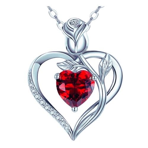 1.2CT Rose Heart Necklace for Women – Moissanite or Lab-Grown Sapphire